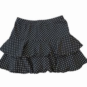 Y2K Black with Tan Polka Dots Mini Tiered Skort Skirt Shorts Size XS